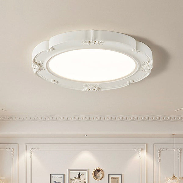 Flush Mount Ceiling Light French Retro Dimmable LED, White