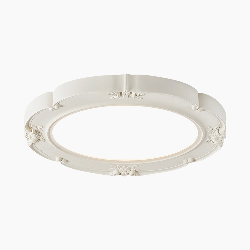 Flush Mount Ceiling Light French Retro Dimmable LED, White