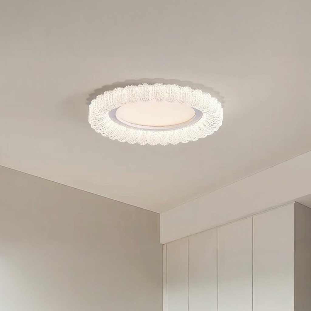 Flush Mount Ceiling Light French Round Floral LED, White