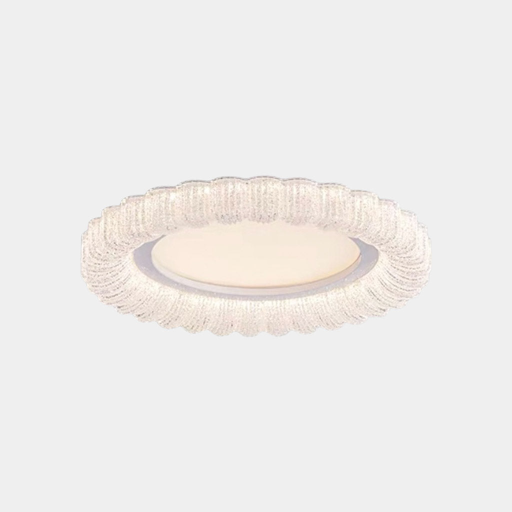 Flush Mount Ceiling Light French Round Floral LED, White