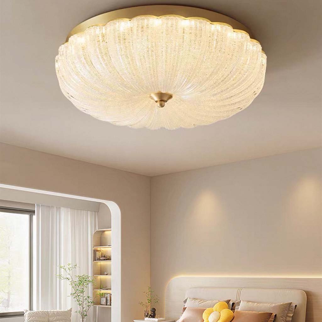 Flush Mount Ceiling Light Modern Glass Round LED for Bedroom