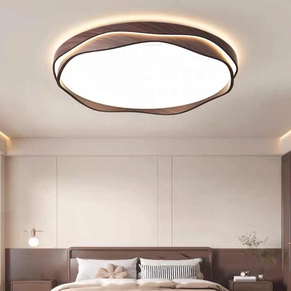 Flush Mount Ceiling Light LED Dimmable, Walnut Color
