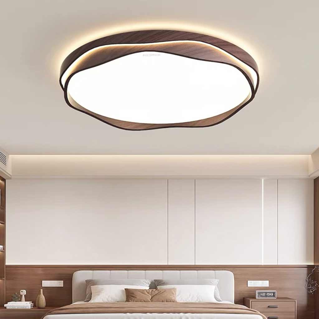 Flush Mount Ceiling Light LED Dimmable, Walnut Color