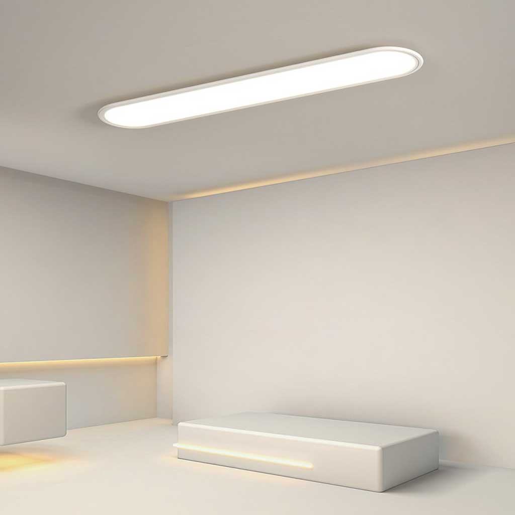 Flush Mount Ceiling Light LED Modern Rounded Rectangle, White