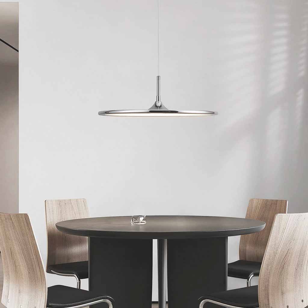 Flying Saucer Pendant Light Italian Round LED, Chrome / Black