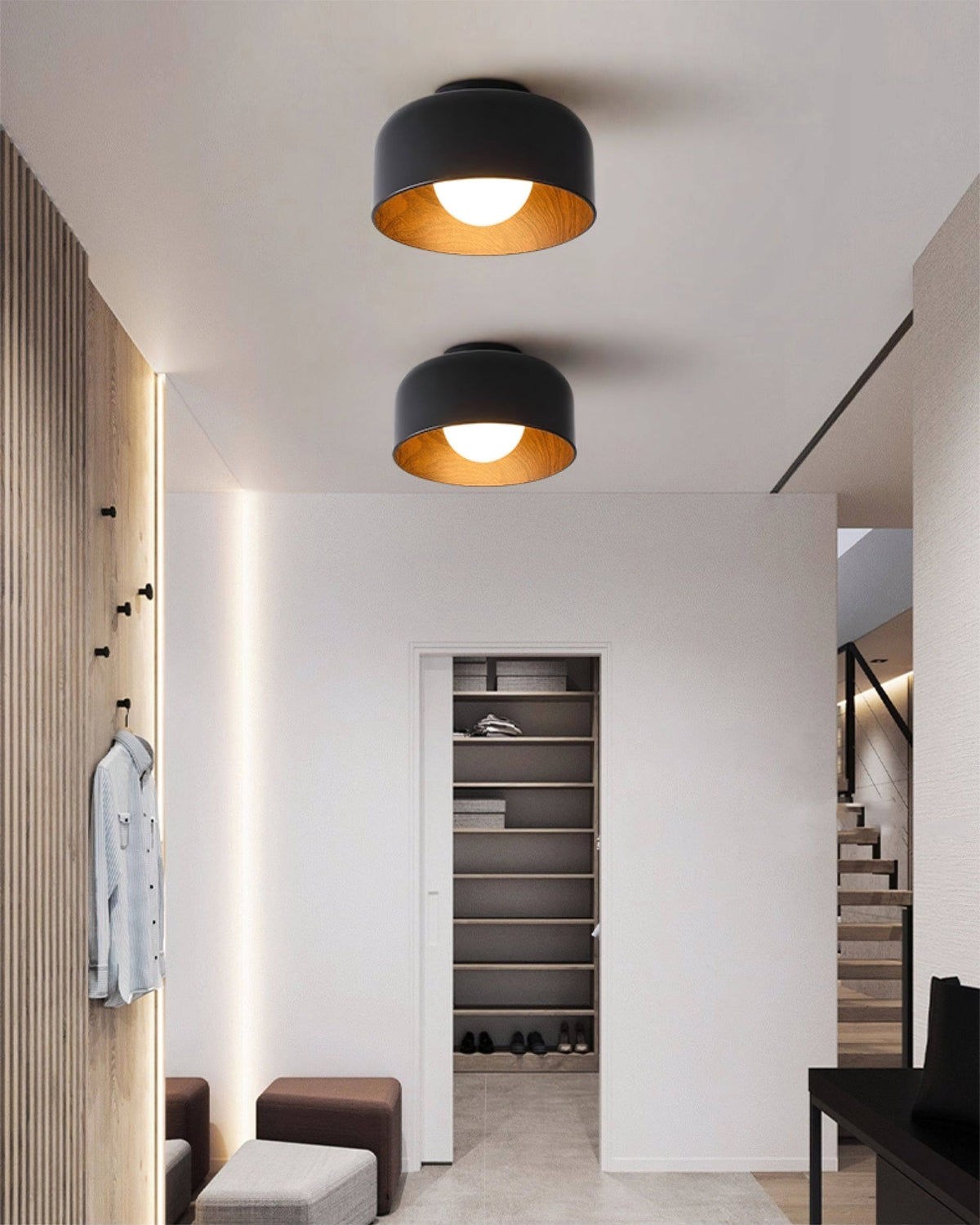 Wabi Sabi Woodgrain Metal Entryway Ceiling Light