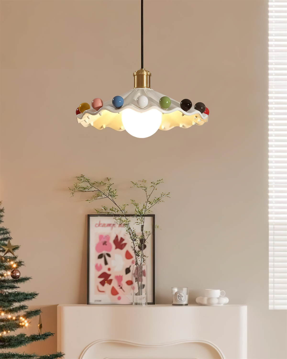 Pixen Wavy Ceramic Shade Pendant Lamp