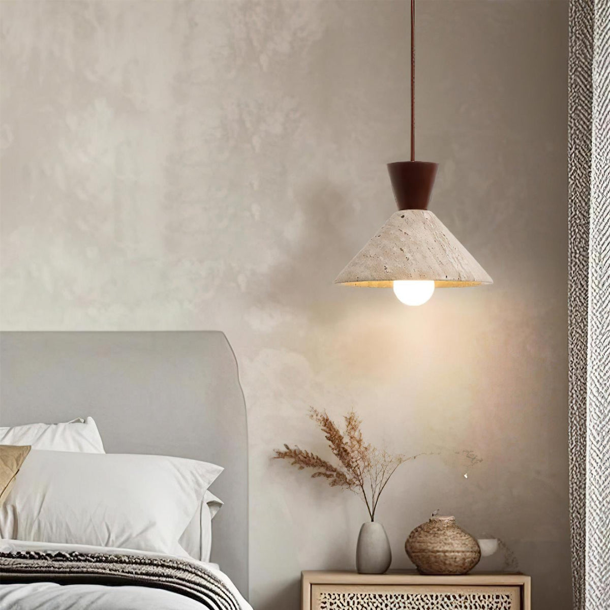 Ritta Travertine Pendant Lamp Hat Shape
