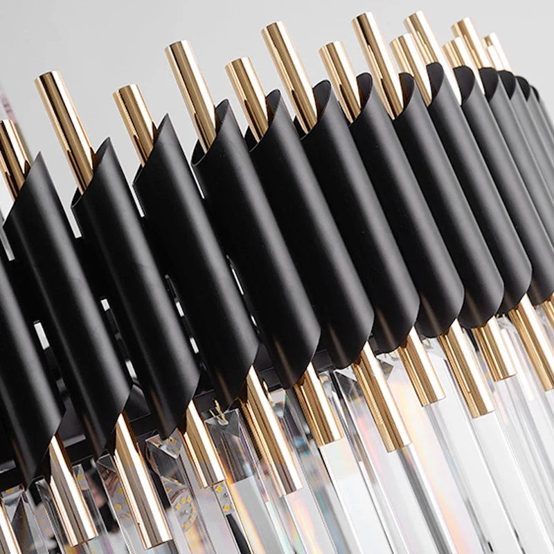 Fyu Modern Large Black and Gold Glass Chandelier