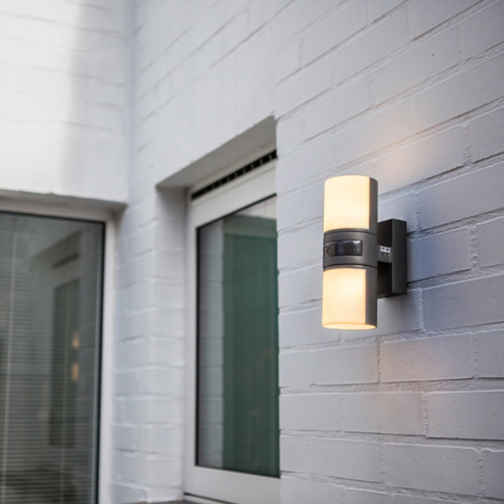Ray Modern Cylindrical Metal/ Rotatable Outdoor Waterproof Wall Lamp, Black/White