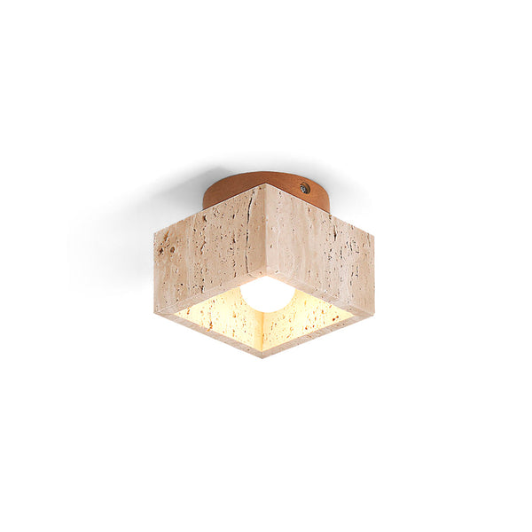 Ritta Sqaure&Round Ceiling Light Black& Yellow Travertine
