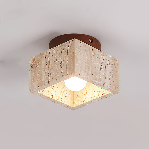Ritta Sqaure&Round Ceiling Light Black& Yellow Travertine