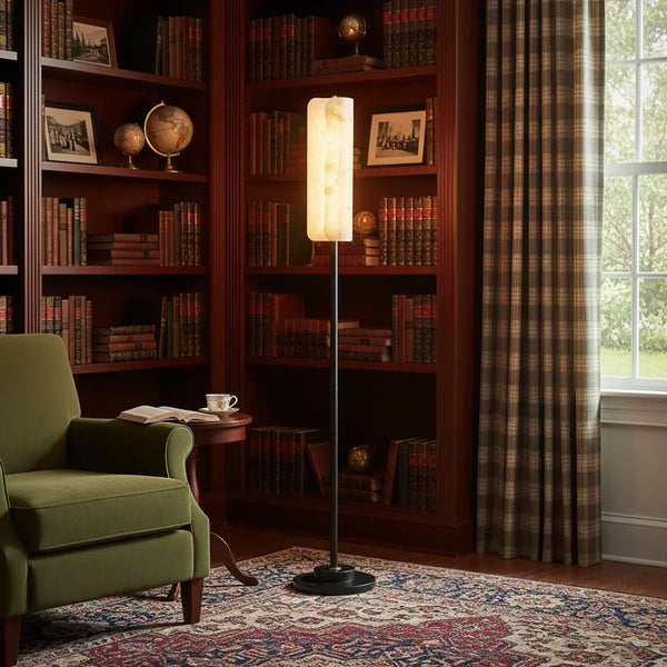 Alabaster Years Brass Floor Lamp