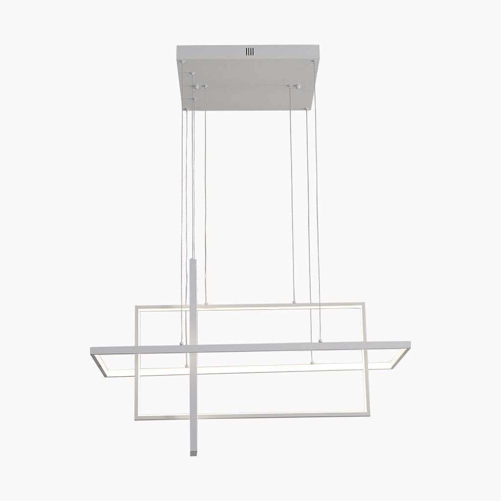 Chandelier LED Geometric Linear Rectangle Aluminum, White