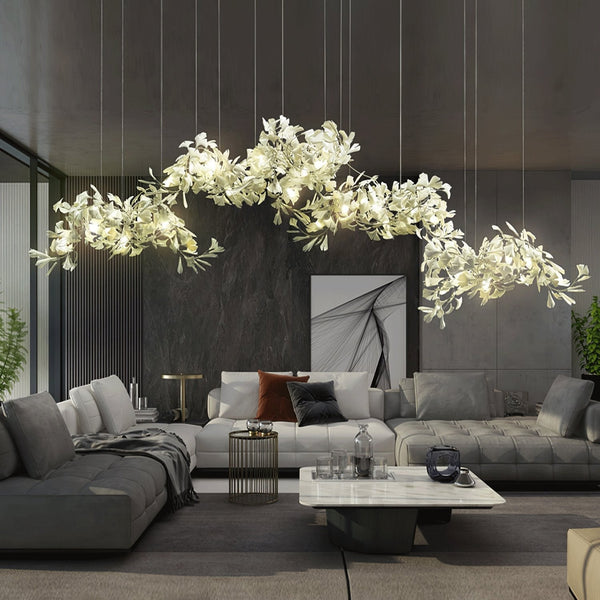 Ririxel Pendant Lamp Gingko Ceramic Petals Gold