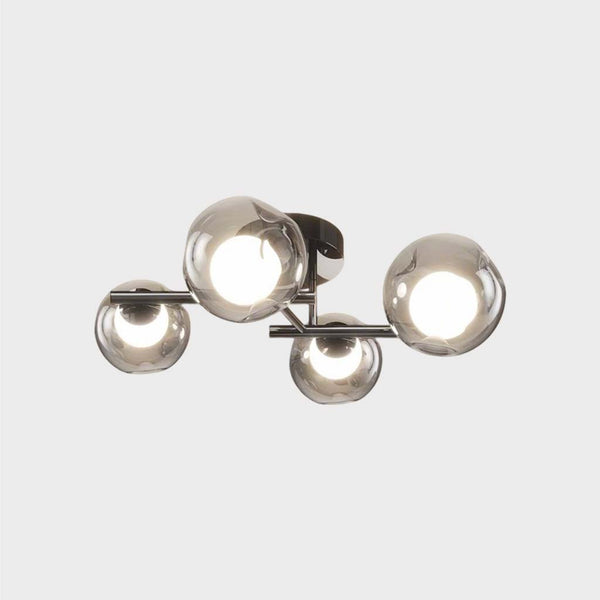 Glass Ball Ceiling Light LED Semi-Flush, Smoke Grey