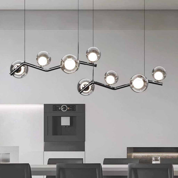 Glass Bubble Pendant Light LED, Black+Smoke Grey