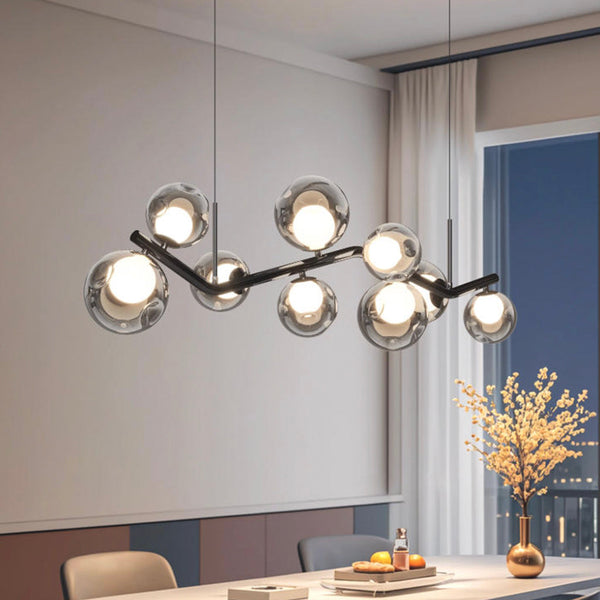 Glass Globe Pendant Light Smoke Grey Italian LED