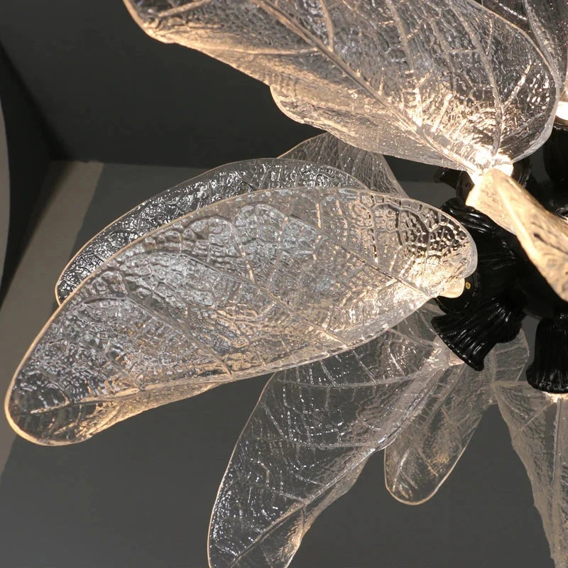 Milen Modern Crystal Leaf Chandelier - Black/Gold