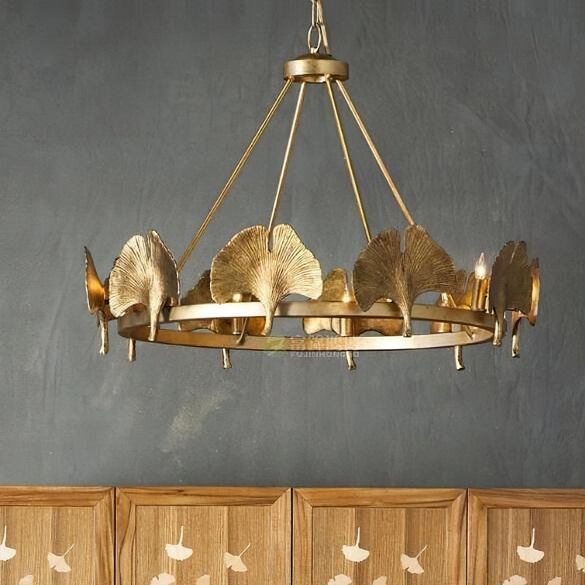 Cavinan Creativity Foil Ginkgo Leaf Gold Chandelier