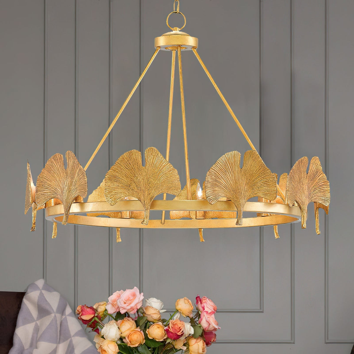 Cavinan Creativity Foil Ginkgo Leaf Gold Chandelier