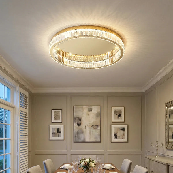 Gold Round Crystal Ceiling Light