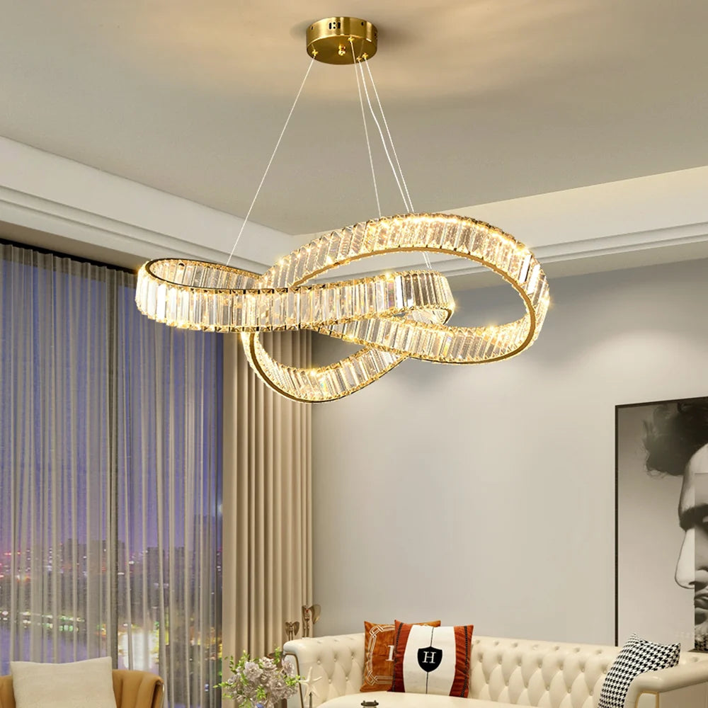Golden Ring Round Crystal Chandelier
