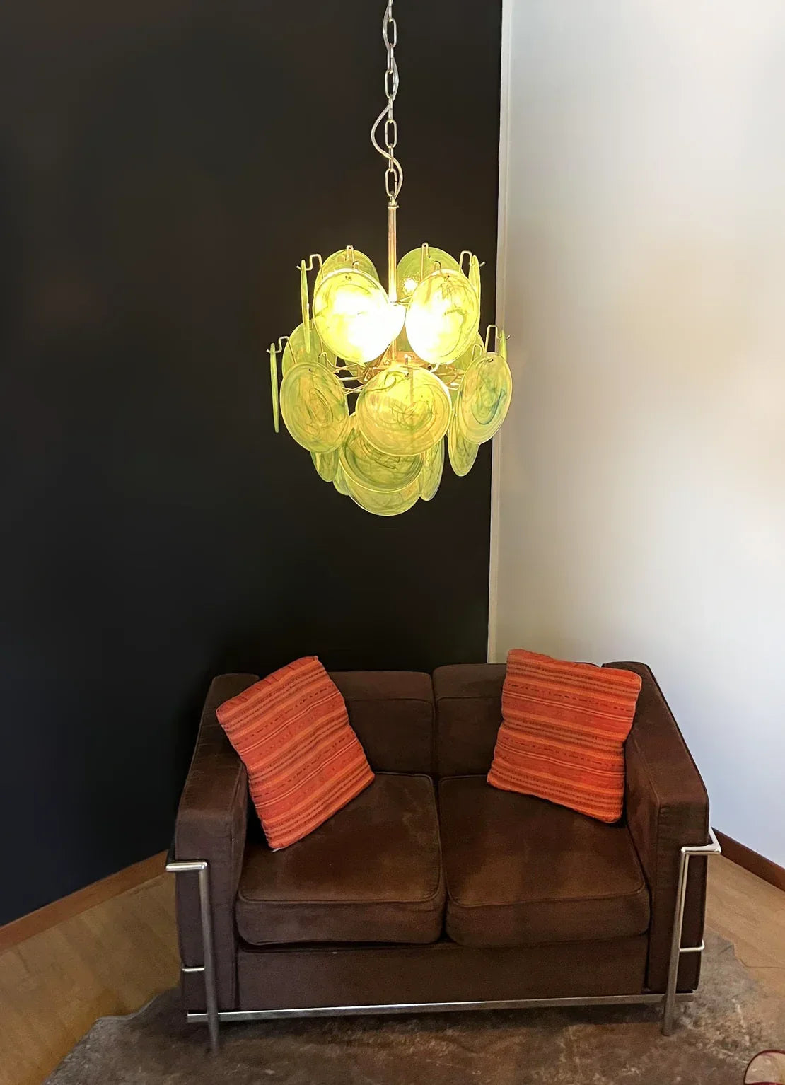 Green Disc Glass Chandelier