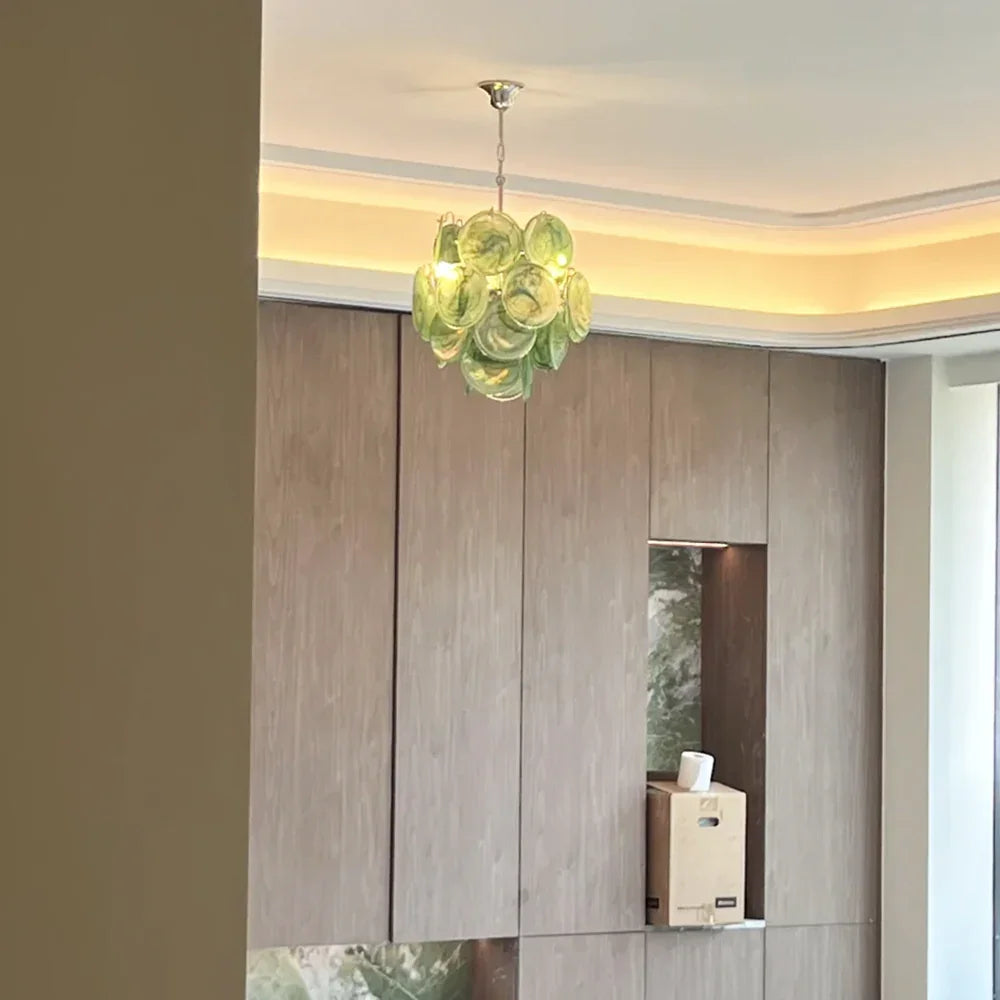 Green Disc Glass Chandelier