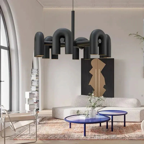 Art Decor Style U Shaped Chandelier Black/Orange/Blue/Grey