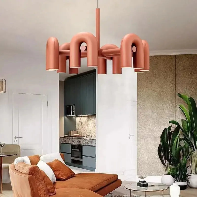 Art Decor Style U Shaped Chandelier Black/Orange/Blue/Grey
