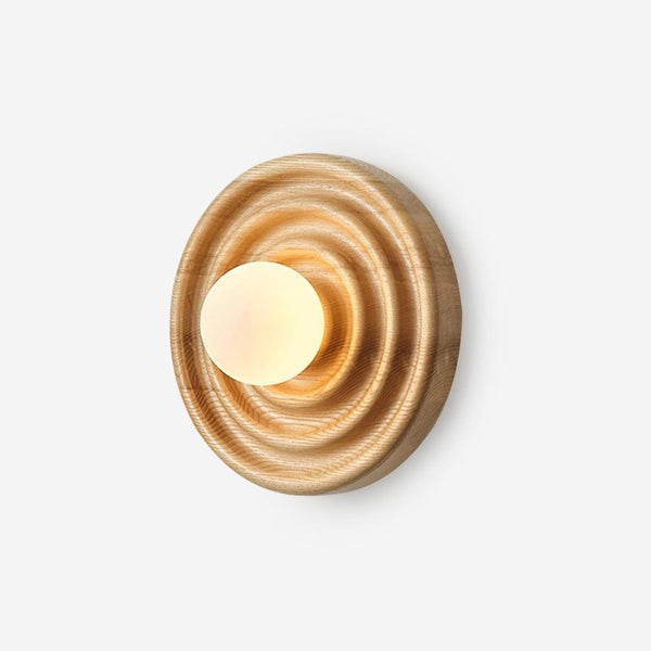 Aldinise Wall Lamp Ripple with Ash Wood Body and Glass Globe Shade