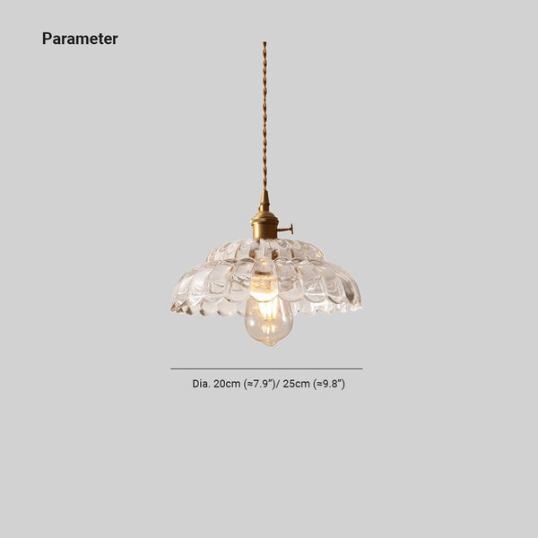 Valentina Vintage Pendant Light Clear Metal/Glass Bedroom/Dining Room