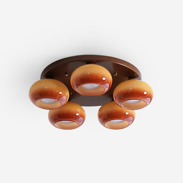 Aurevo 5-Light Amber Glass Flush Mount Ceiling Light