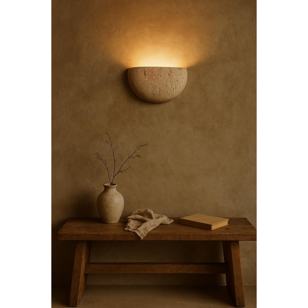 Cuvenarae Moon Travertine Wall Lamp