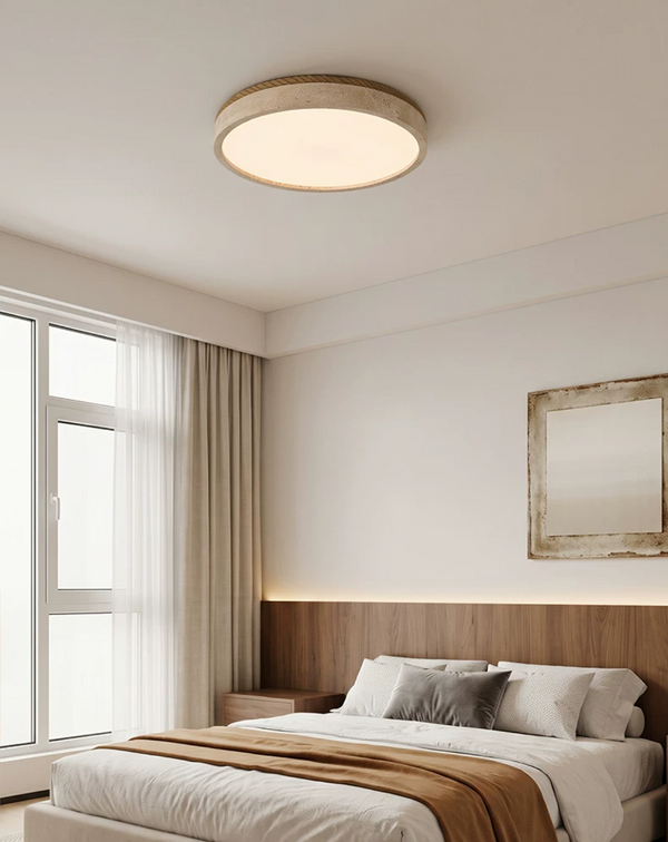 Halo Travertine Flush Mount Light