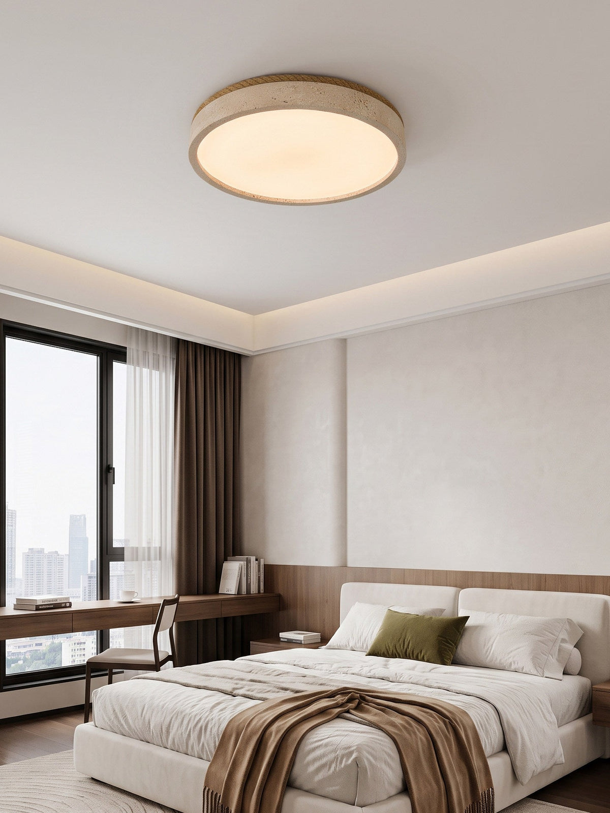 Halo Travertine Flush Mount Light