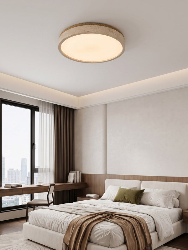 Halo Travertine Flush Mount Light