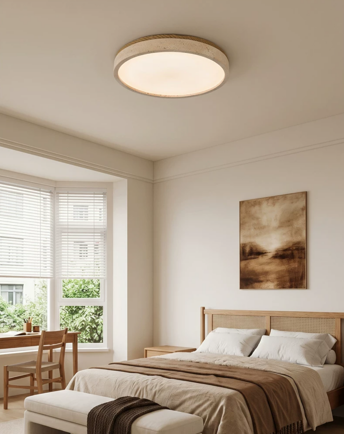 Halo Travertine Flush Mount Light