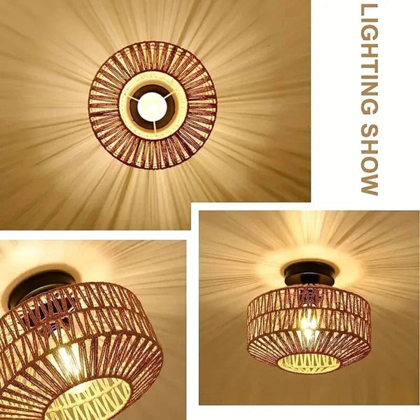 Woven Rattan Ceiling Light Fixtures