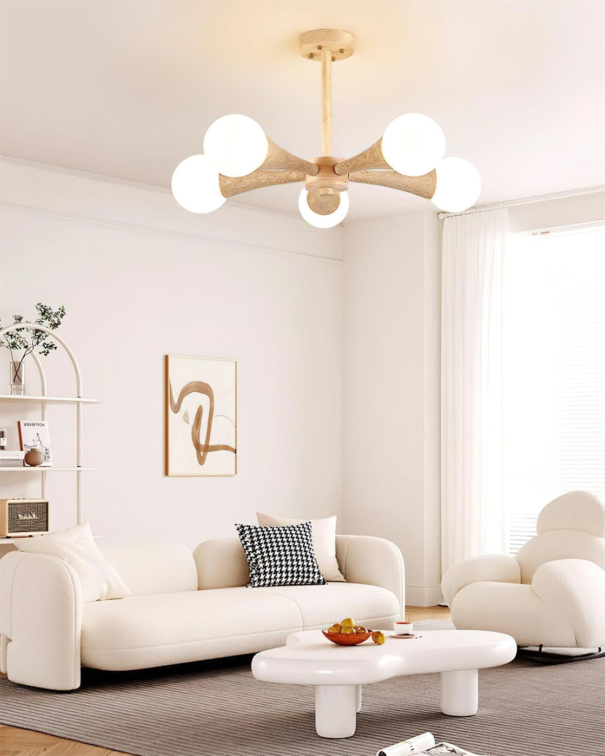 Tavenina Flush Mount Ceiling Light Wood Travertine