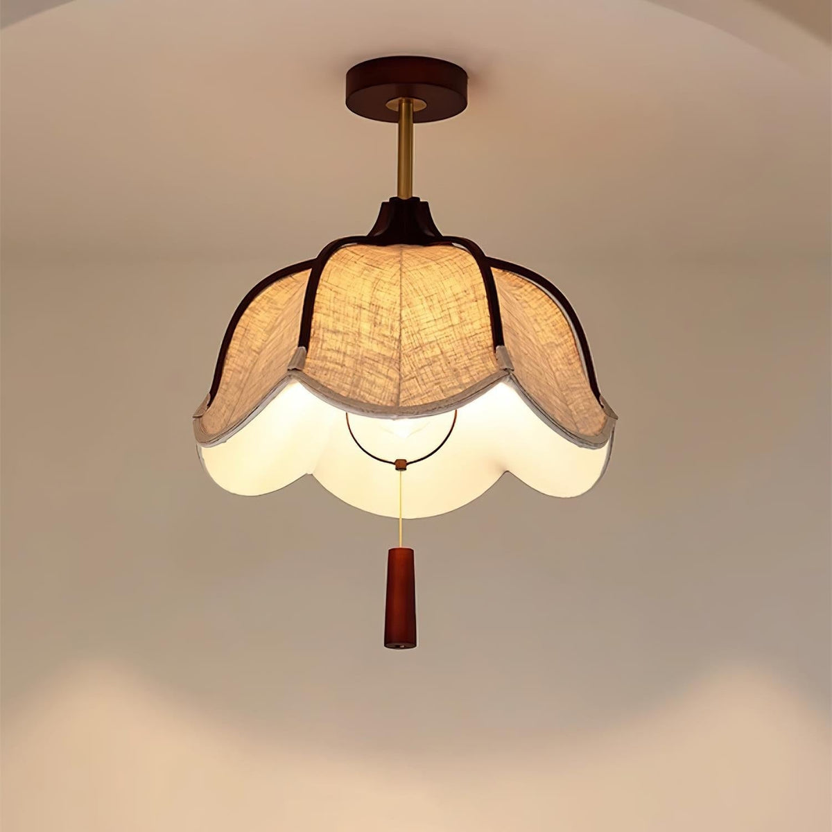 Givola Vintage Fabric Semi Flush Mount Ceiling Light
