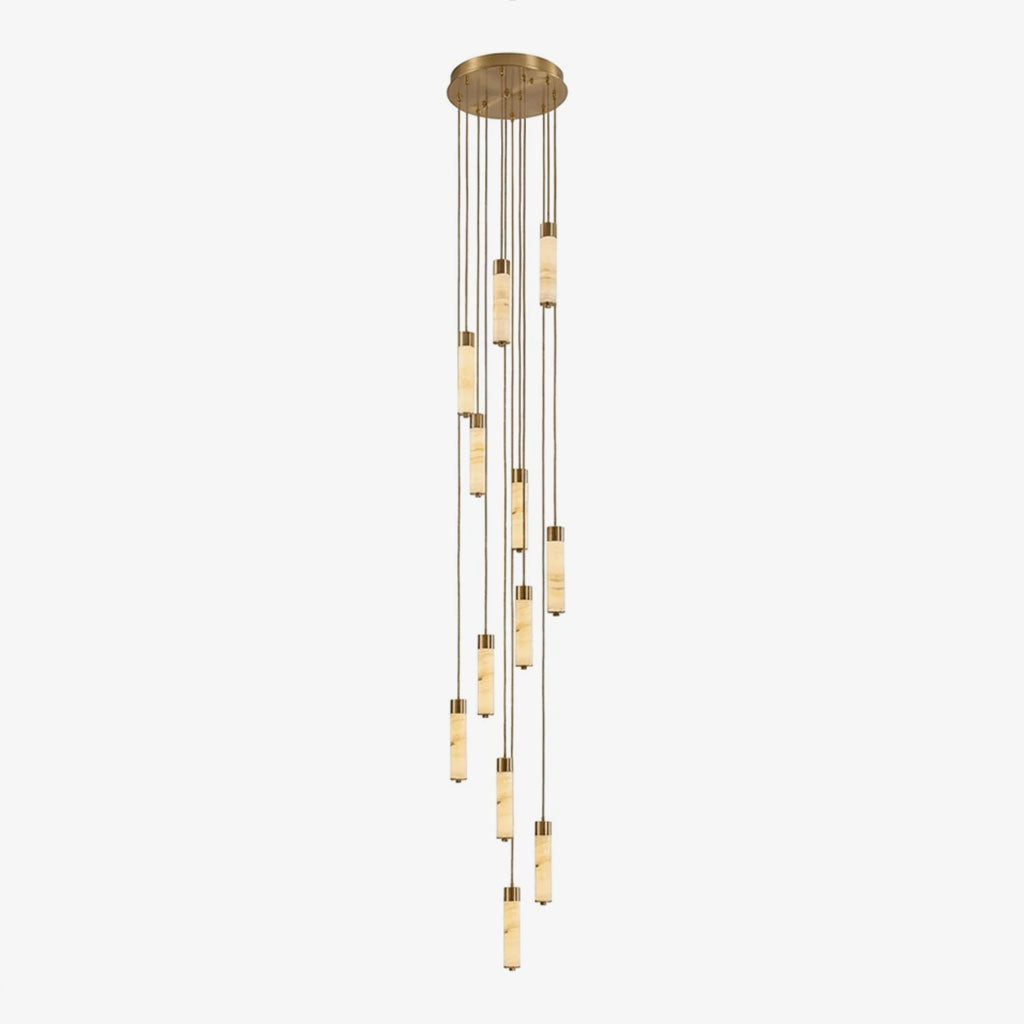 Helix Alabaster Column Chandelier
