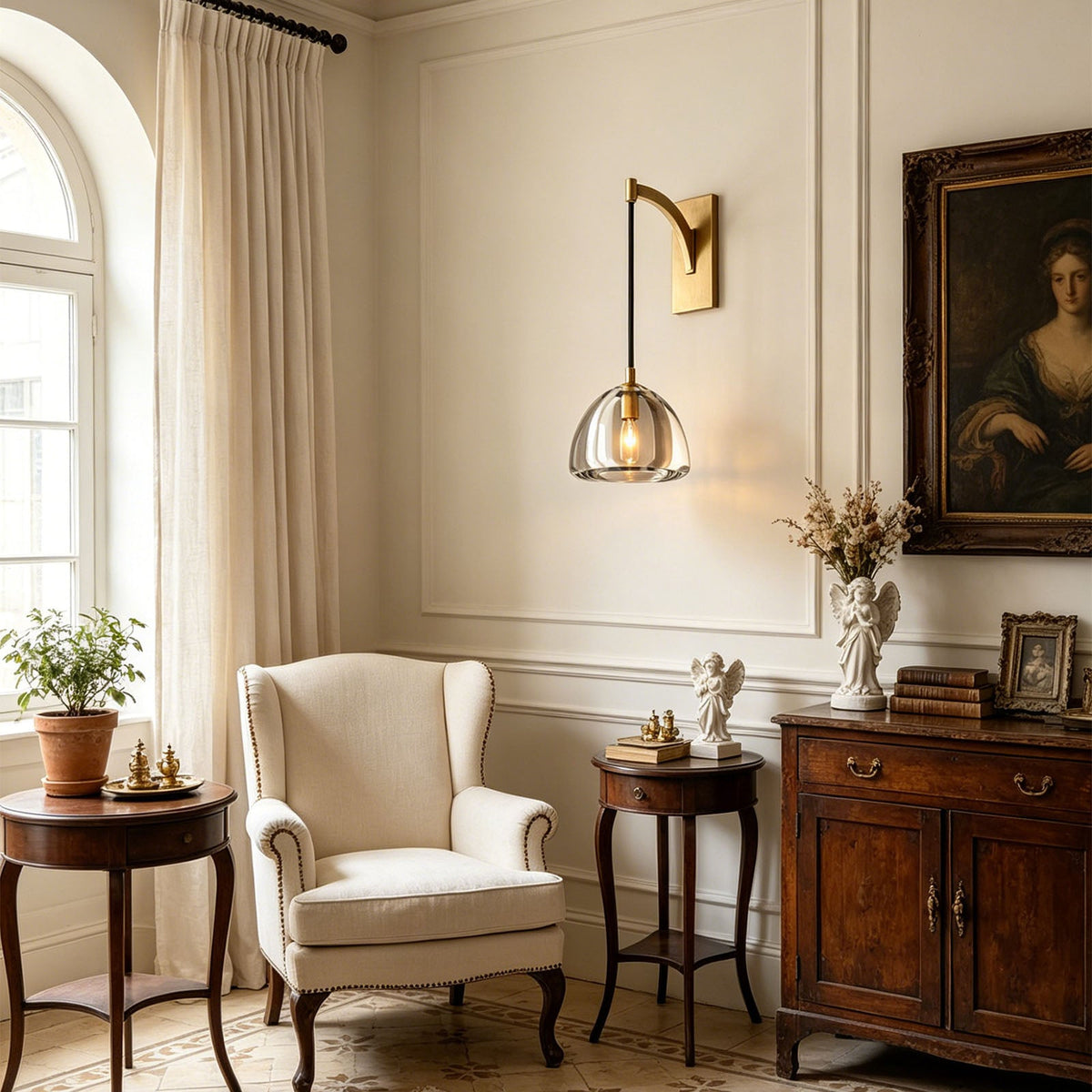 Hemispherical Brass Wall Lamp