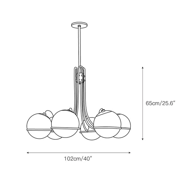 Eursorara Brass Glass Chandelier
