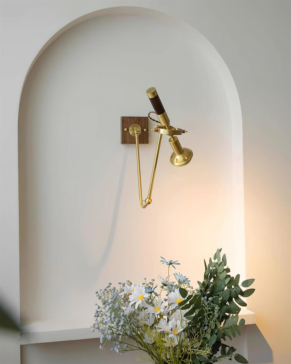 Wall Lamp Adjustable Brass Walnut Vintage Spotlight Industrial Task Sconce