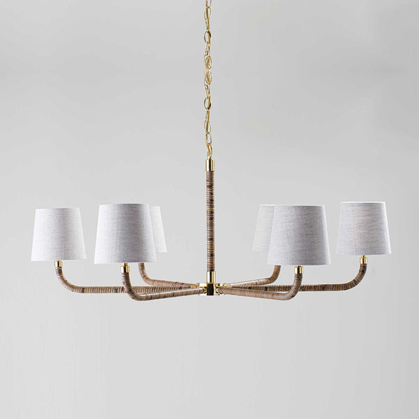 Avdoria Vintage Industrial Holden Cane Gold Fabric Chandelier
