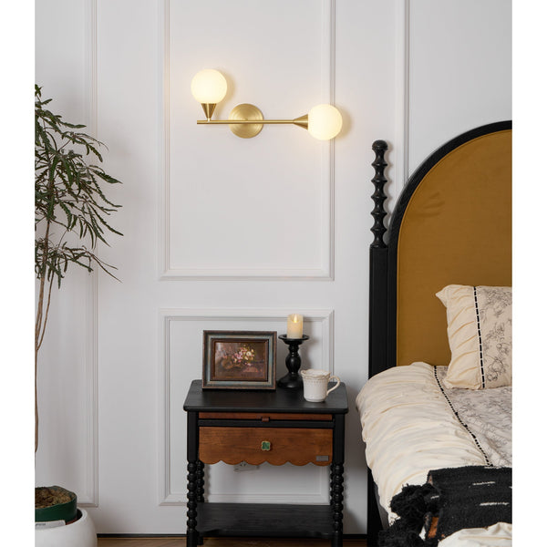 Holten Armed Brass Glass Sconce Wall Lamp