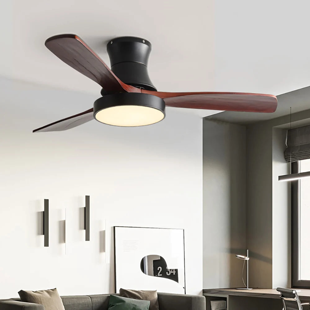 Hugger Wood Blade Ceiling Fan Lamp