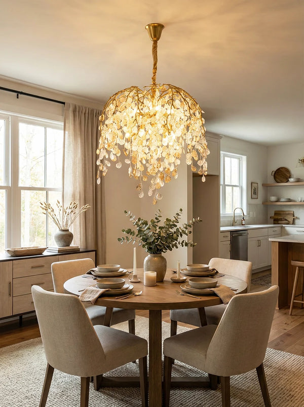 Idyllic Glass Leaves Chandelier
